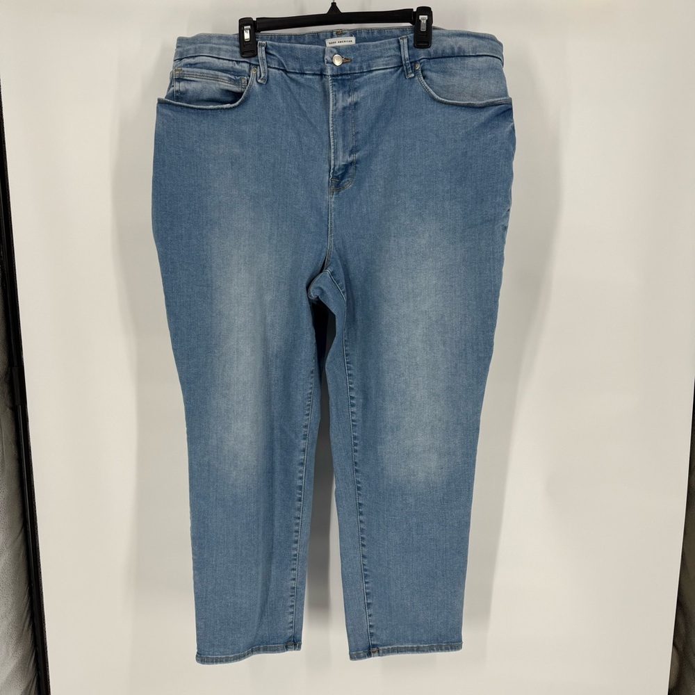 Good American High Rise‎ Skinny Jeans Stretch Denim Cropped Ankle Womens 20 26